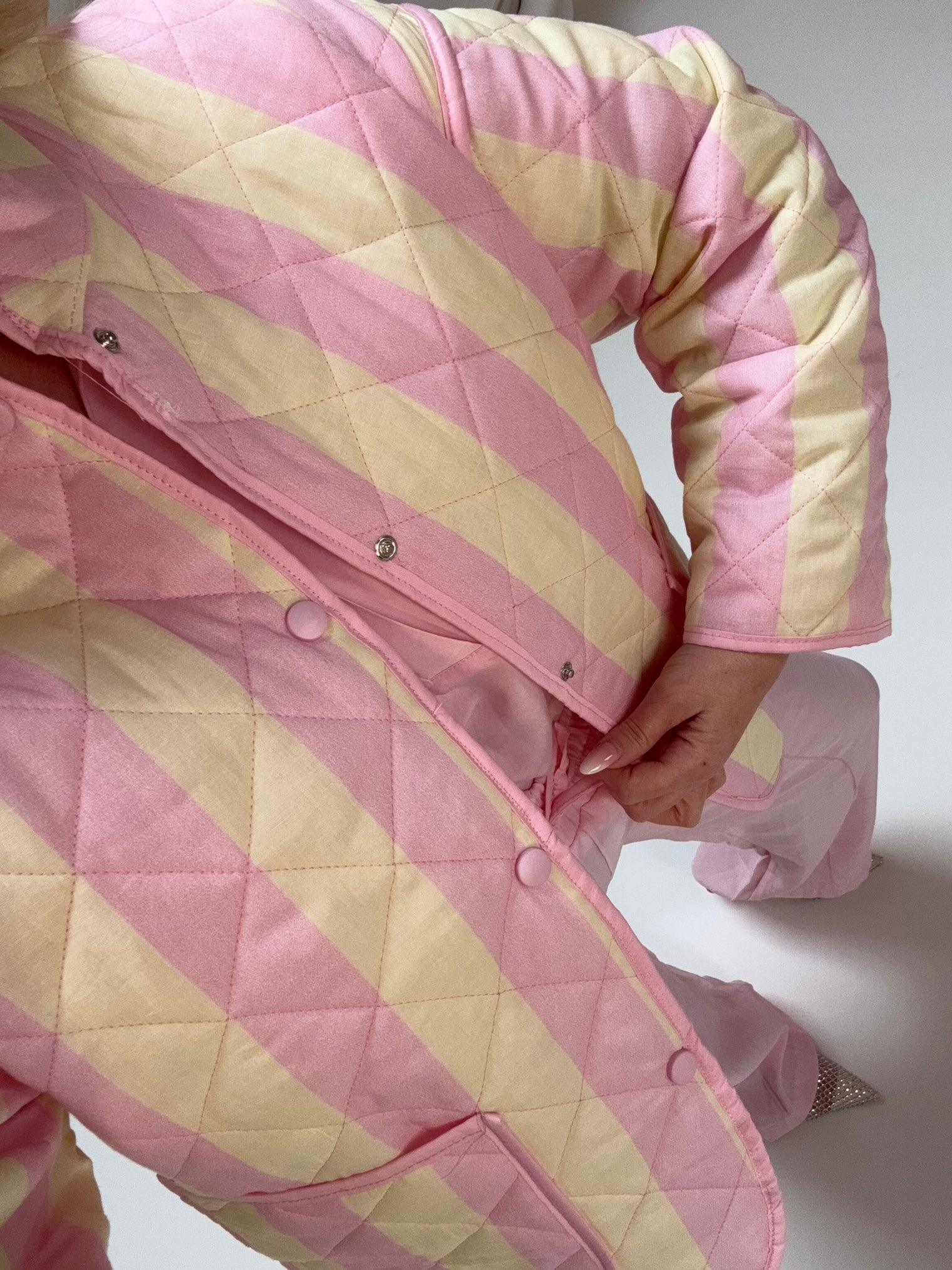 Stepp Jacke CALL ME STRIPES rosa/gelb