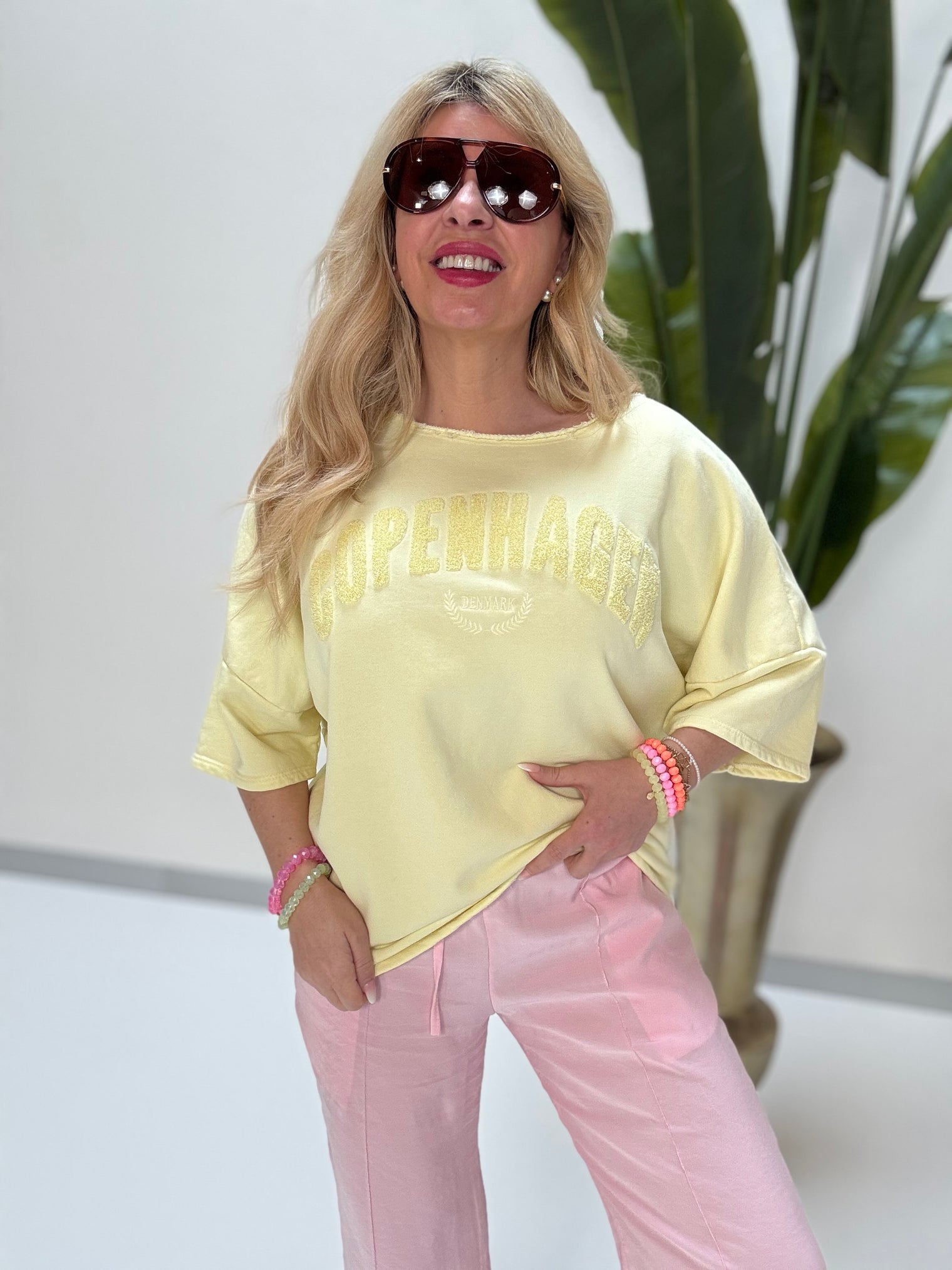 Kurz Arm Sweater COPENHAGEN GIRL kiwi gelb