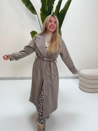 Velours Trenchcoat COZY KISS mit LEO Innenfutter storm grey
