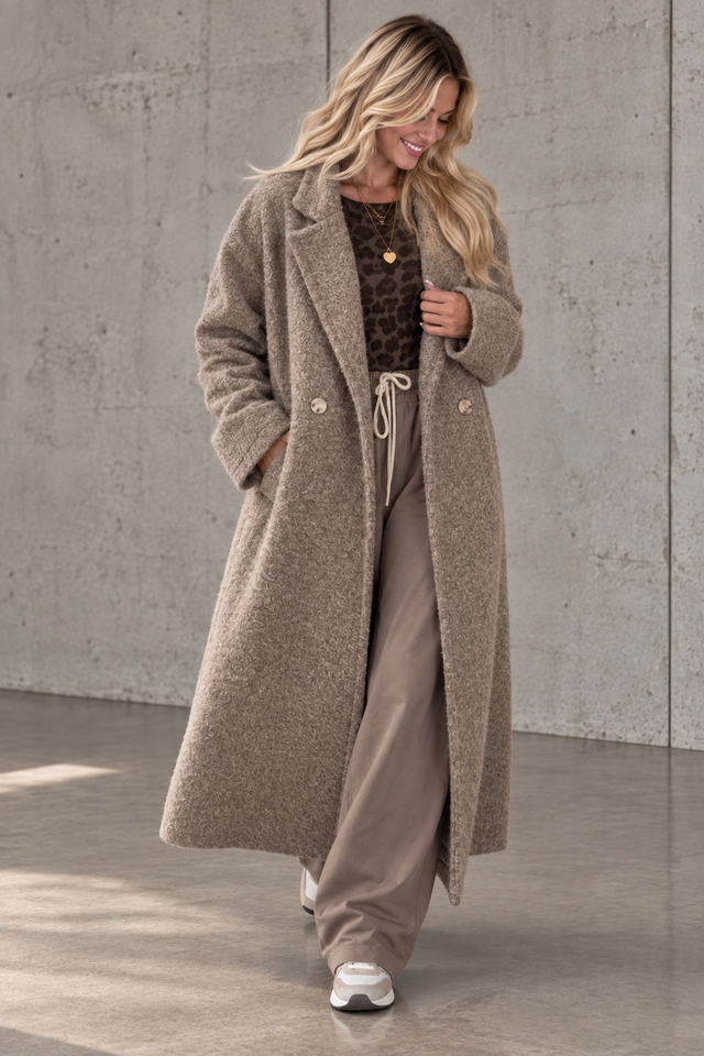 Oversize Mantel TRUST TAUPE mit seitlichen Taschen
