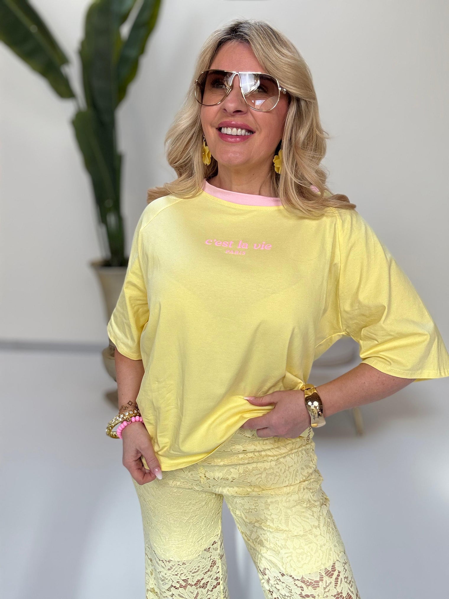 Statement Shirt buttermilk lemon C’est la vie Paris rosa