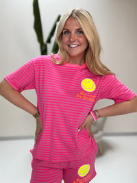 Gestreiftes Baumwoll Shirt KEEP IT SIMPLE fuchsia/pink