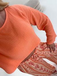 Cropped Musselin Oberteil MUSSELIN MUST-HAVE peach