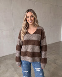 Kuschelweicher Strickpullover mit Alpakaanteil chocolate/taupe