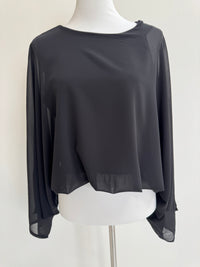 Transparent Bluse im Fledermaus Schnitt schwarz