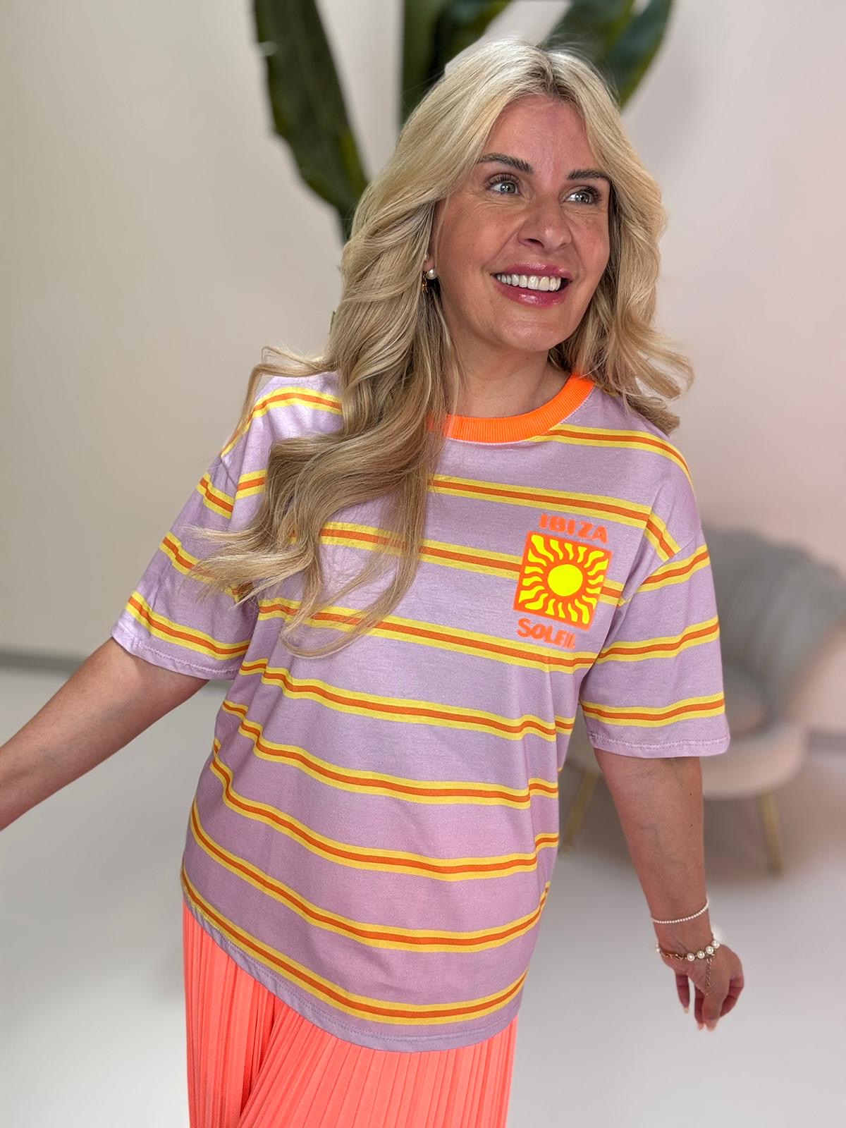 Statement Shirt IBIZA SOLEIL flieder gestreift