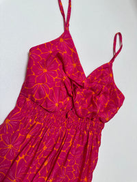 Luftiges Sommer Kleid FLORAL FEMININE mit dünnen Trägern pink/orange