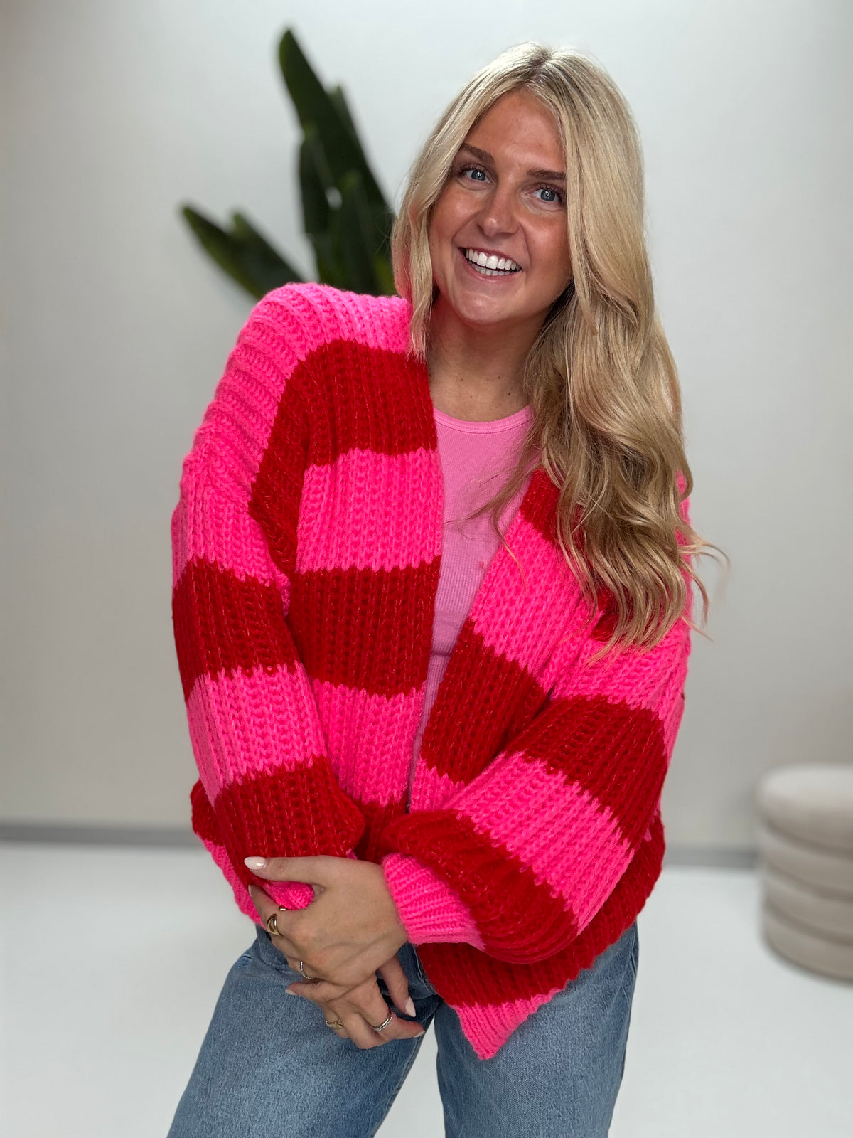 Strickjacke ONLY COZY VIBES pink/rot