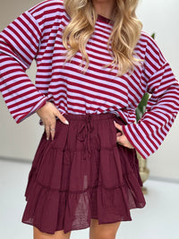 Longsleeve mit leicht ausgestelltem Ärmel STRIPES burgundy Flieder