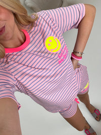 Gestreifte Baumwoll Shorts KEEP IT SIMPLE rosa/flieder