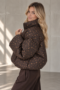Jacke PUFFY POWER mit Reißverschluss Dark Chocolate Leo