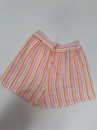 Musselin Shorts weiß SMALL STRIPES pastell rosa/peach/gelb