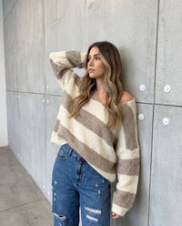 Kuschelweicher Strickpullover mit Alpakaanteil beige/creme