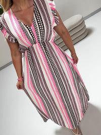 Signature Boho Musselin Kleid weiß EDGY ETHNO POWER braun/rosa