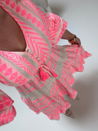 BOHO Kleid Summer Love pink weiß