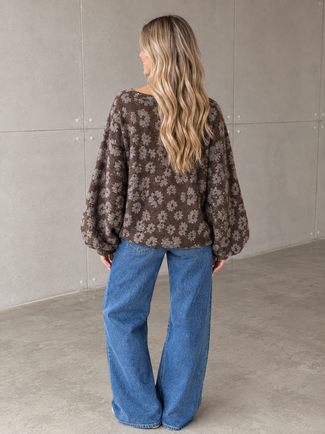 Fledermauspullover im LEO Style chocolate/taupe