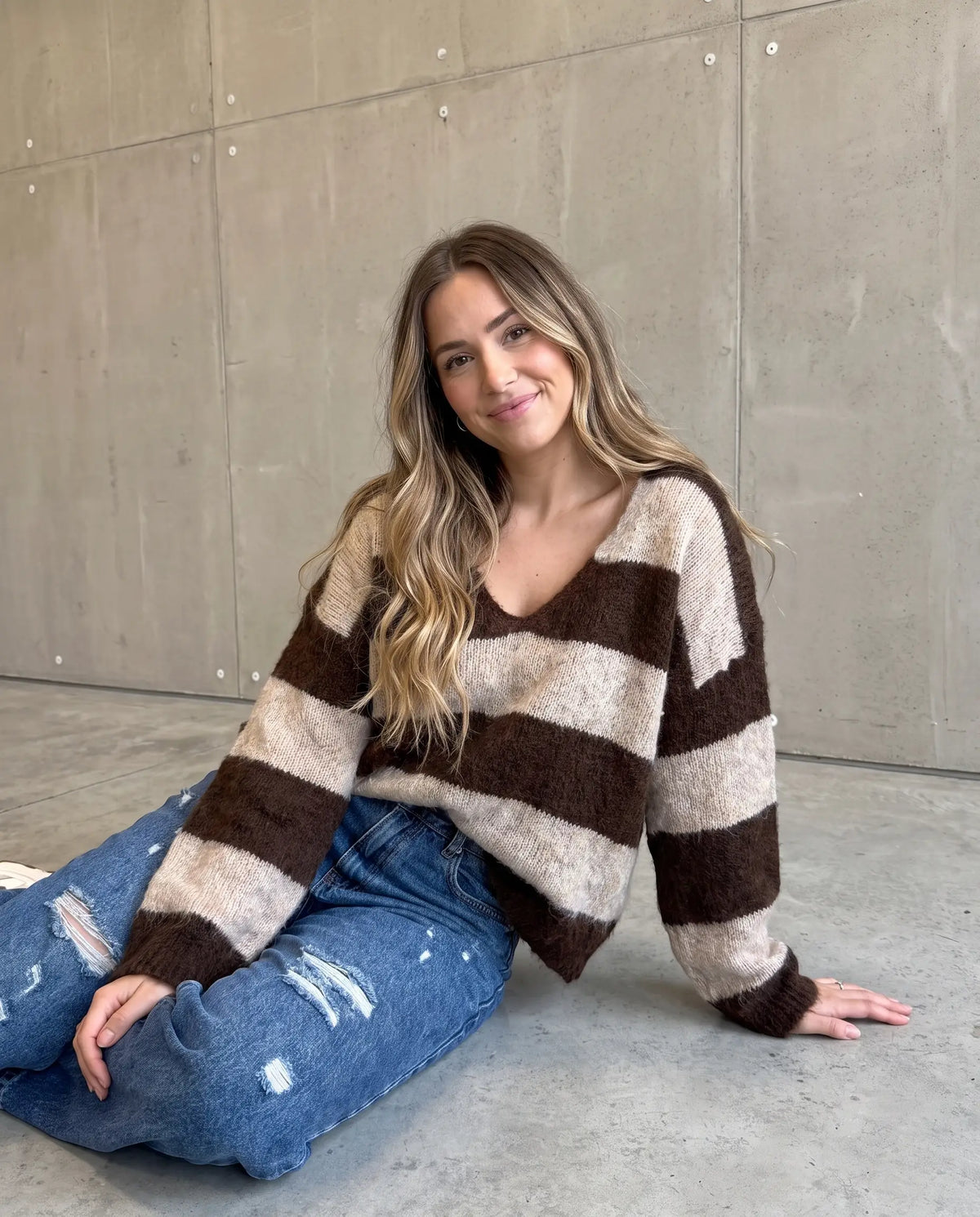 Kuschelweicher Strickpullover mit Alpakaanteil braun/beige