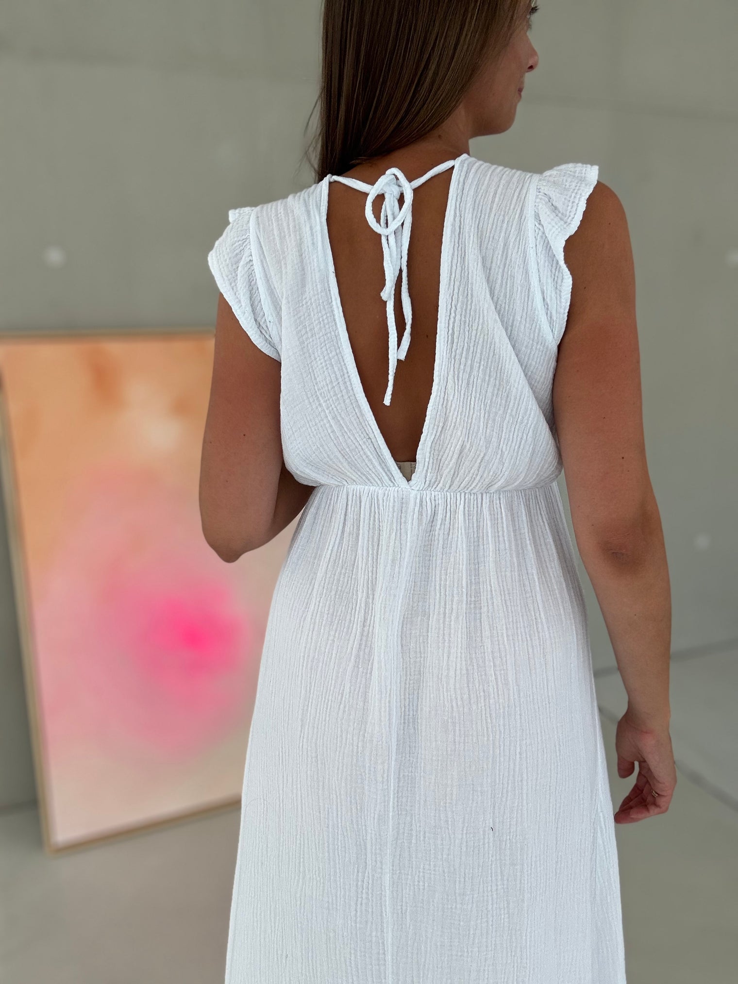 Signature Musselin Kleid WHITE