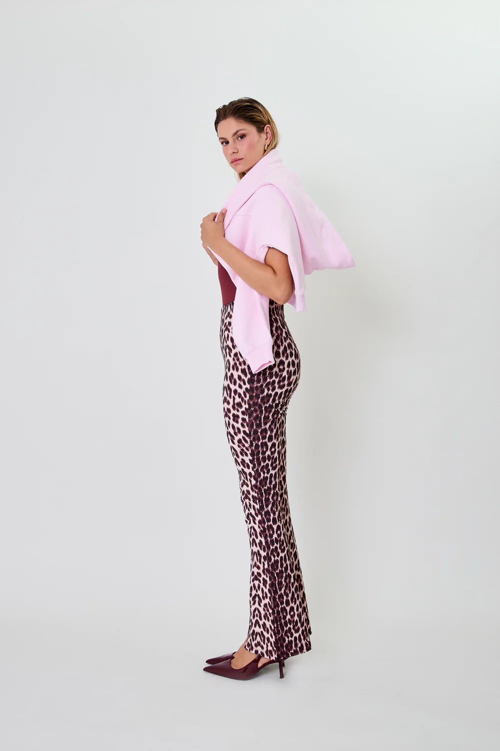 OH APRIL Tia Bootcut Leggings Leo Cherrywood