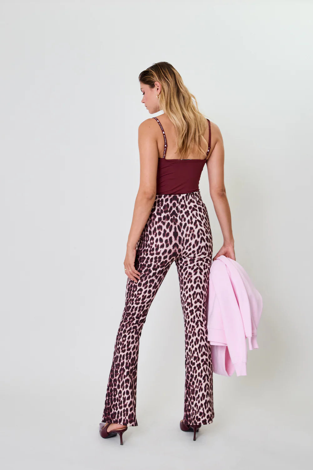 OH APRIL Tia Bootcut Leggings Leo Cherrywood