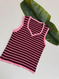 Strick Ripp Top burgundy/rosa