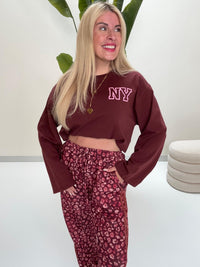 Statement Sweater burgundy NEW YORK