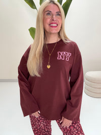 Statement Sweater burgundy NEW YORK