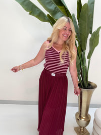 Strick Ripp Top burgundy/rosa