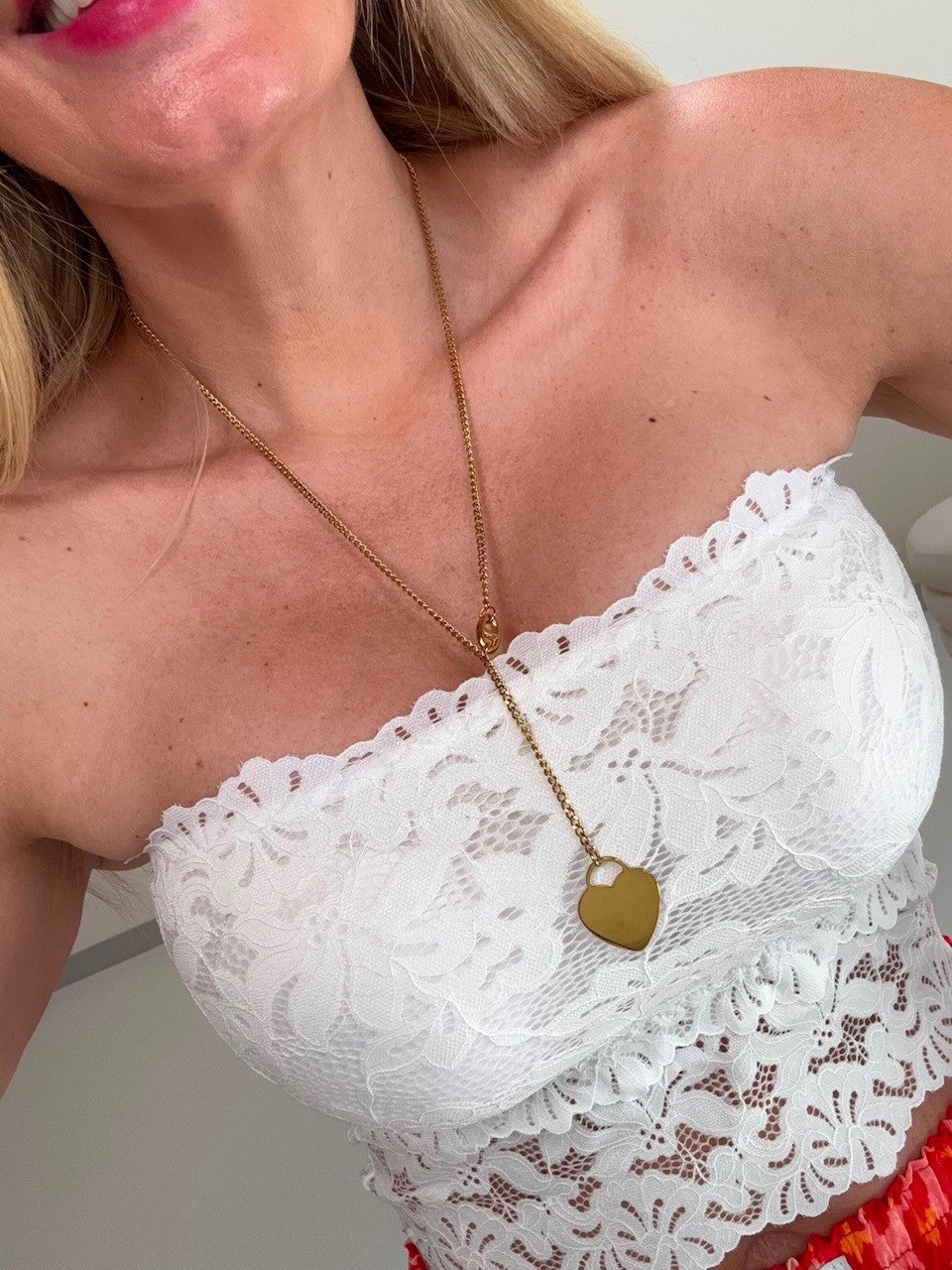 Schnurkette gold mit Anhänger Heart