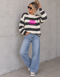 PREMIUM Butterstoff Baumwoll Sweater anthrazit