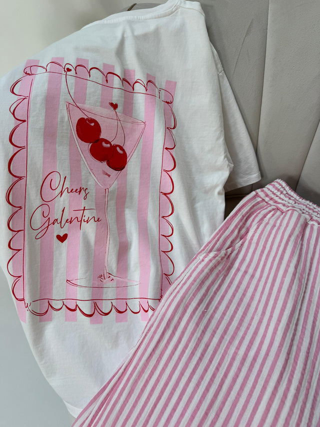 Musselin Hose SMALL STRIPES rosa/weiß
