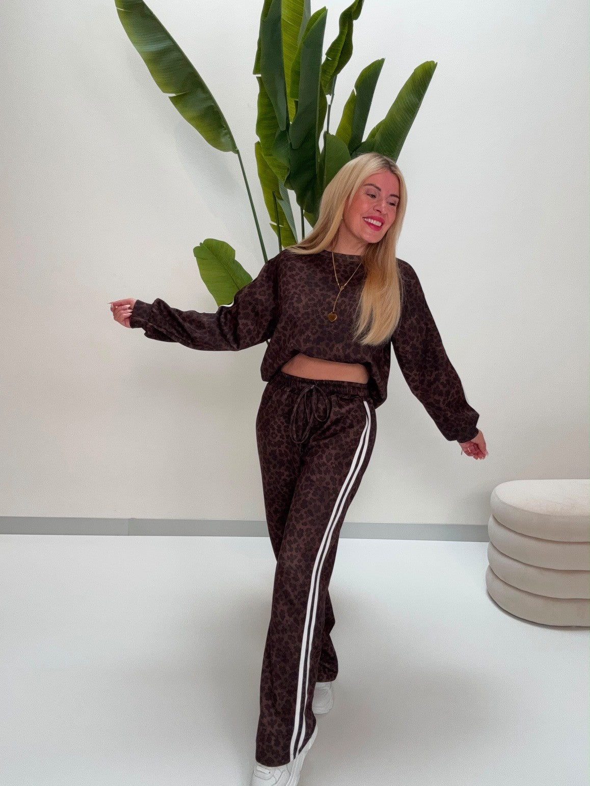 Butterstoff Hose LEO LOUNGE braun/schwarz