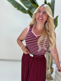 Strick Ripp Top burgundy/rosa