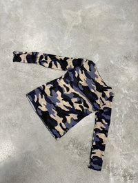 Camouflage Cashmere Langarmshirt navy/schwarz/taupe