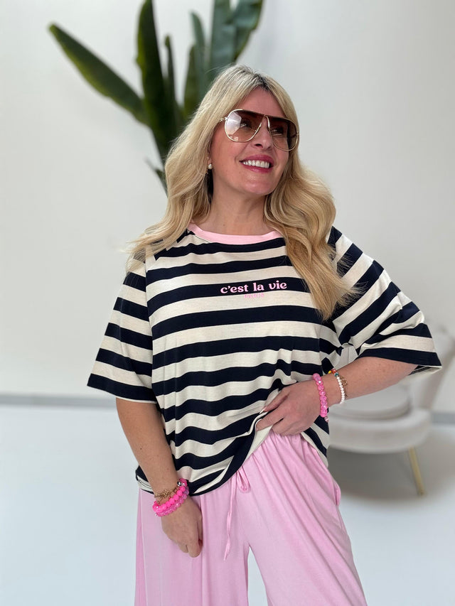 Statement Shirt dunkelblau/weiß  C’est la vie Paris