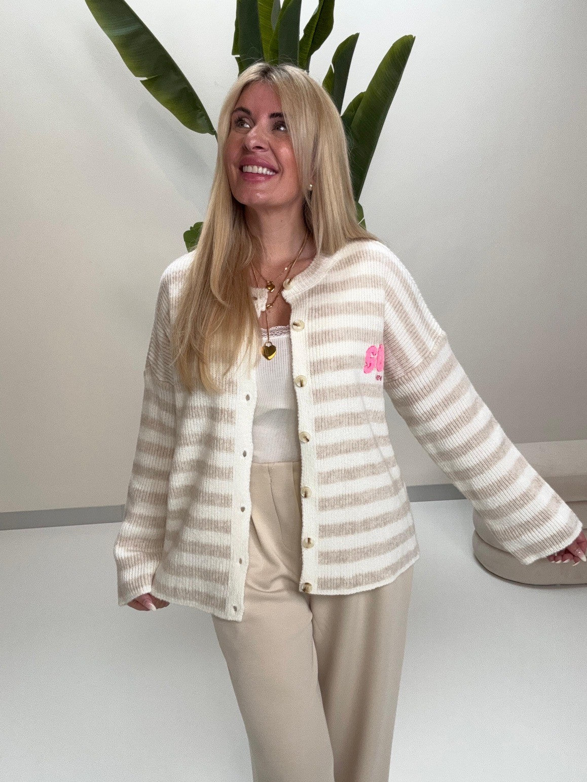Strickjacke SOHO creme/weiß