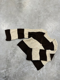Leichte Strickjacke BLOCK STRIPES mit Knopfleiste chocolate/creme