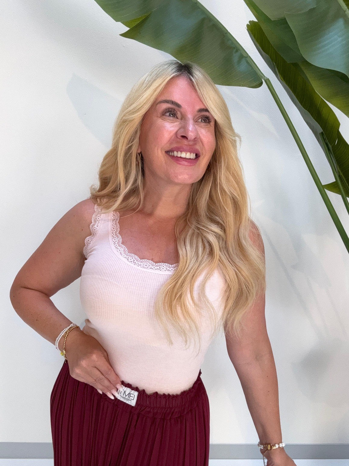 Basic Top mit Spitze EVERYDAY`rosa