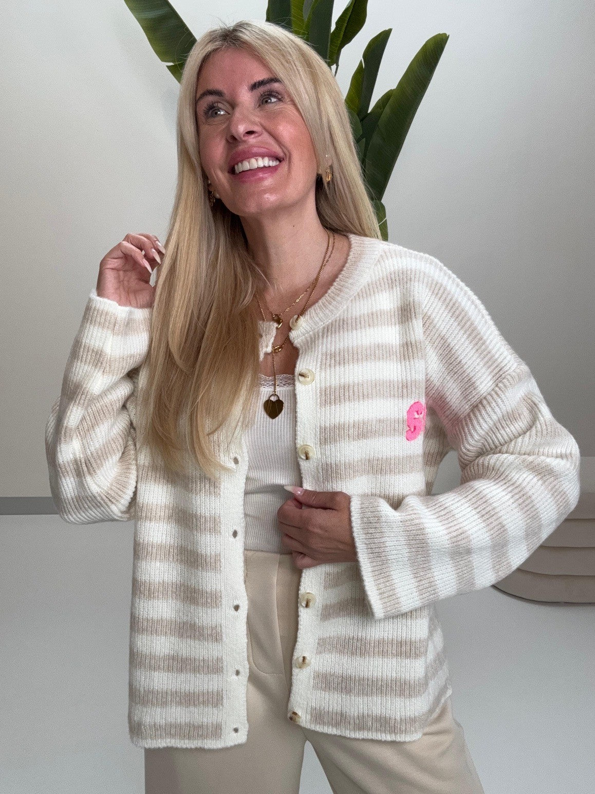 Strickjacke SOHO creme/weiß