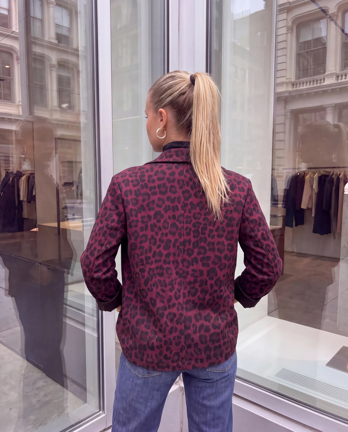 Stretch Butterstoff Blazer LOOK TO THE SKY LEO rot/schwarz